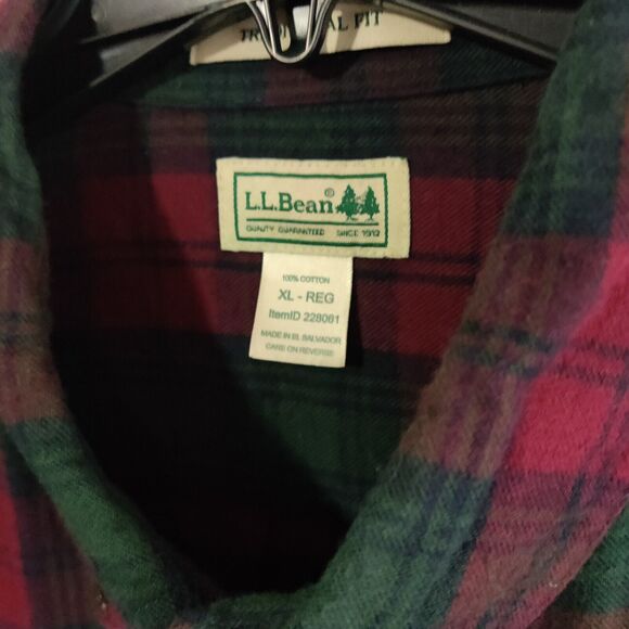 Vintage LL Bean Shacket Mens Size XL Button Down Thick Shirt Red Green - Picture 3 of 7